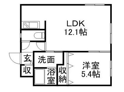 プレステージ知事公館(1LDK/2階)の間取り写真