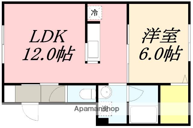 函館市電本線湯川線 五稜郭公園前駅 徒歩10分 2階建 築8年(1LDK/1階)の間取り写真
