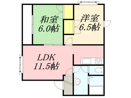 エコーマンション2(2LDK/1階)の間取り写真