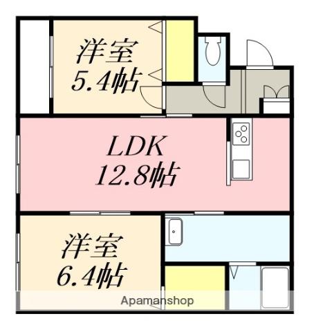 SERESU(2LDK/2階)の間取り写真