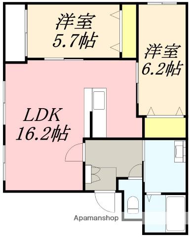 BLUE BEE(2LDK/2階)の間取り写真