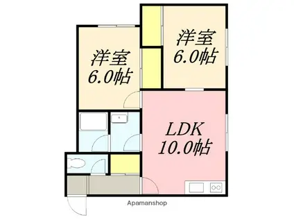 ハイツフジ(2LDK/1階)の間取り写真