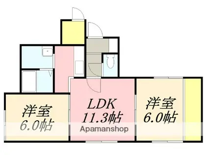 コーポYU(2LDK/1階)の間取り写真