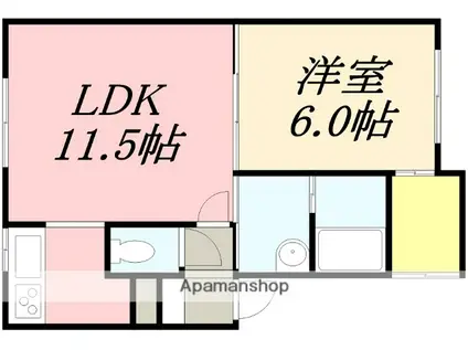 ユアーズ石川(1LDK/2階)の間取り写真