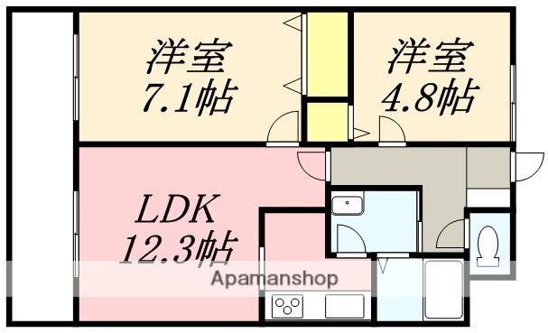 登喜壱番館(2LDK/3階)の間取り写真