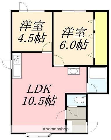 サンライフ亀田港Ⅰ(2LDK/2階)の間取り写真