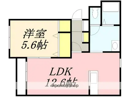 プロージェ亀田港(1LDK/3階)の間取り写真