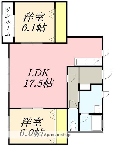 大田ハイツ3(2LDK/1階)の間取り写真