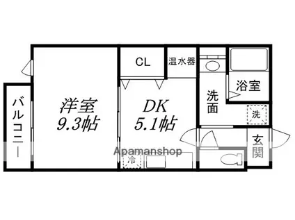 クラスター ラ ティア(1DK/4階)の間取り写真
