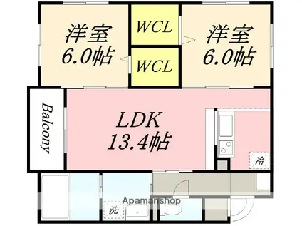 NEW PIAZZA(2LDK/5階)の間取り写真