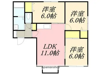 ウィンディアヒルズ(3LDK/2階)の間取り写真