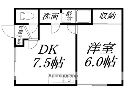 ハイブローム富岡(1DK/2階)の間取り写真