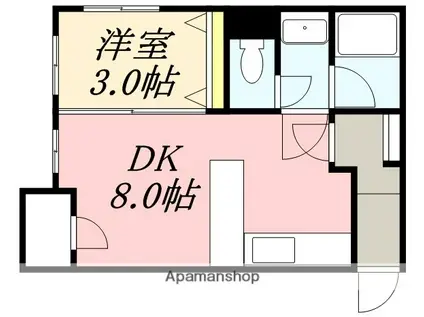 ピアパレス美原(1DK/3階)の間取り写真