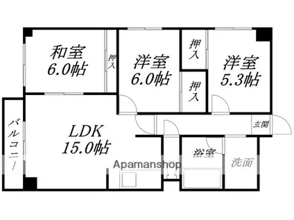 レジデンス美原A棟(3LDK/4階)の間取り写真