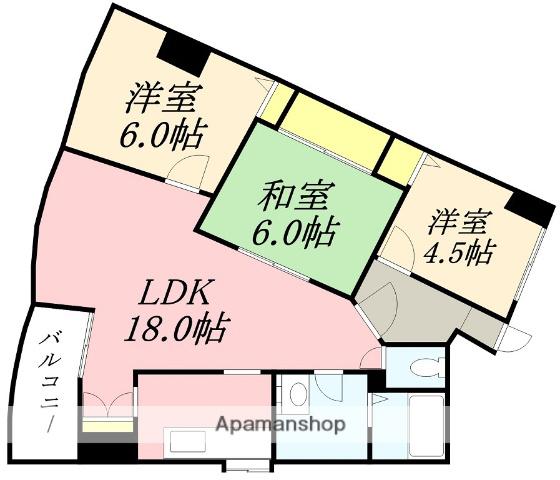ドムス富岡Ⅱ(3LDK/6階)の間取り写真