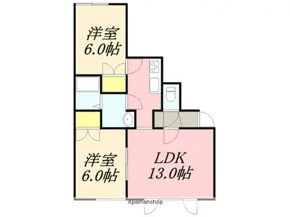 リーヴ・コート(2LDK/2階)の間取り写真