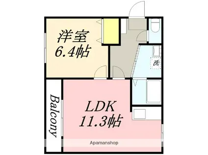 プラチナムコート(1LDK/2階)の間取り写真
