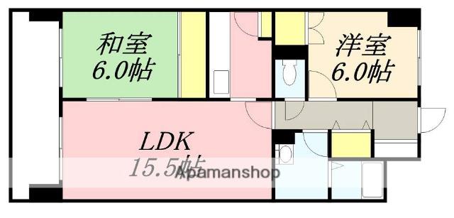 朝日プラザコスタリーヌ函館(2LDK/8階)の間取り写真