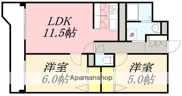 リアライズ函館宝来町(2LDK/8階)の間取り写真