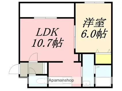 BRILLER五稜郭(1LDK/2階)の間取り写真