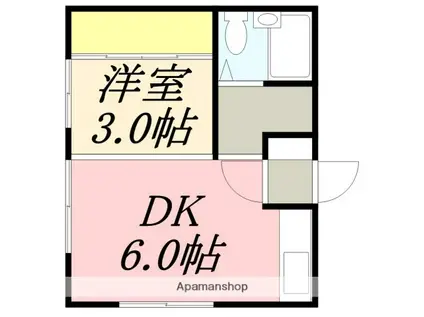 タウンハウス的場(1DK/2階)の間取り写真