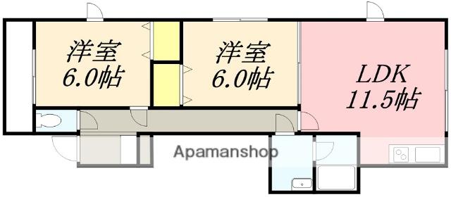 メゾン六番館(2LDK/1階)の間取り写真