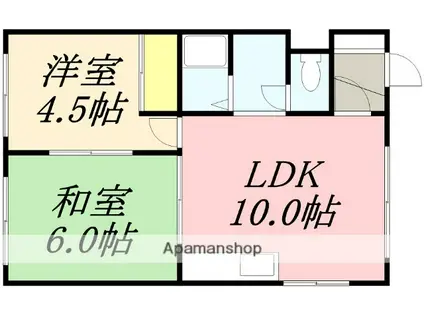 シャルム中上(2LDK/2階)の間取り写真