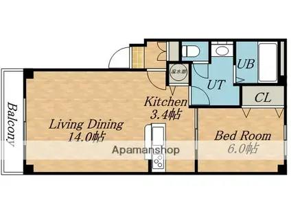 サンエスタシオン湯川(1LDK/3階)の間取り写真