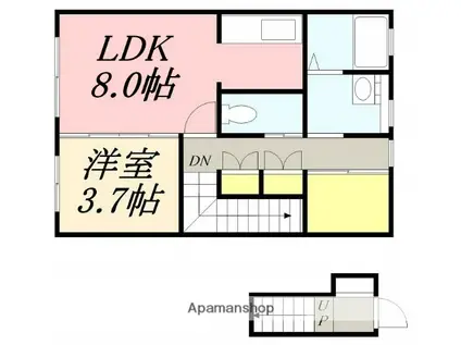 サンシャイン(1LDK/2階)の間取り写真