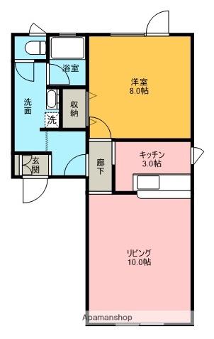 レジェーロ藤(1LDK/1階)の間取り写真