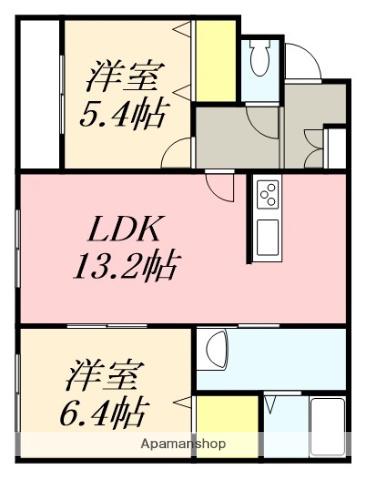 ARU LEBEN(2LDK/1階)の間取り写真
