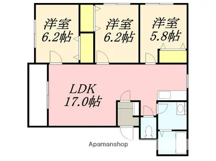 グランメール本通Ⅰ(3LDK/2階)の間取り写真
