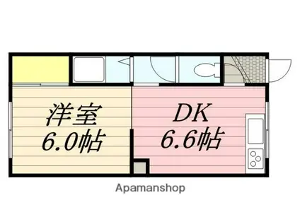 ノースコート本通Ⅱ(1DK/1階)の間取り写真