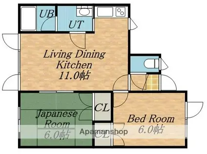 エクセレント神山(2LDK/2階)の間取り写真