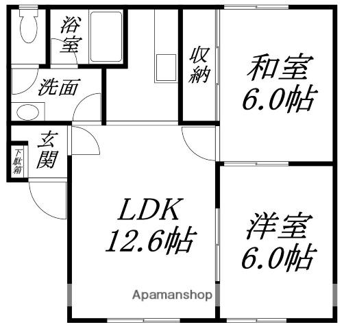 ソフィールかねき(2LDK/2階)の間取り写真