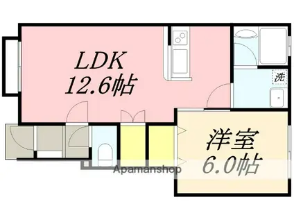 BODEN(1LDK/1階)の間取り写真