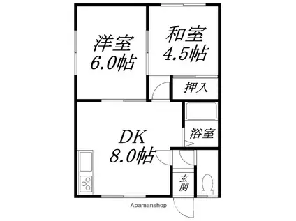 ハイムシモジマ(2DK/2階)の間取り写真