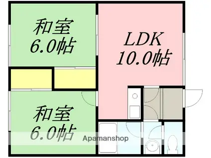 コーポオトB(2LDK/2階)の間取り写真