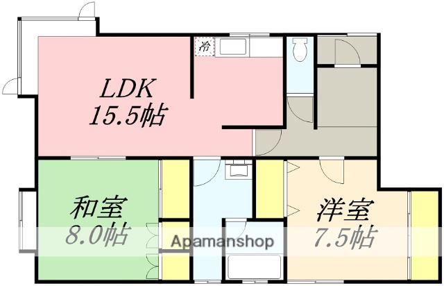 BROOKLYN HEIGHTS(2LDK/1階)の間取り写真