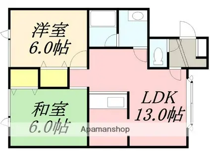 コーポ潤(2LDK/2階)の間取り写真