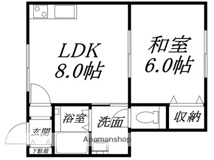 シーサイド七重浜A(1DK/2階)の間取り写真