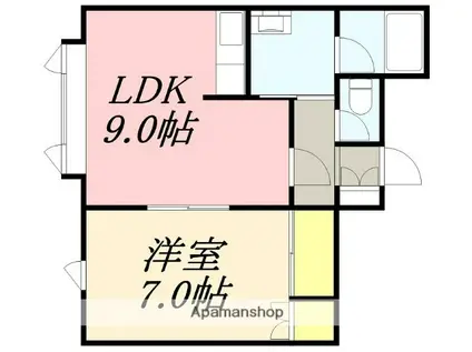 ユピテル弐番館(1DK/1階)の間取り写真
