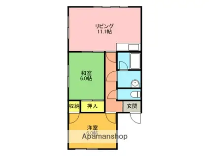 ユピテル参番館(2LDK/1階)の間取り写真