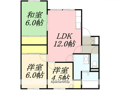 グランドハイム七重浜(3LDK/2階)の間取り写真