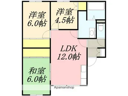 グランドハイム七重浜(3LDK/1階)の間取り写真