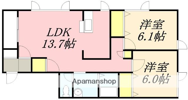 ピュアコートLUNA(2LDK/1階)の間取り写真