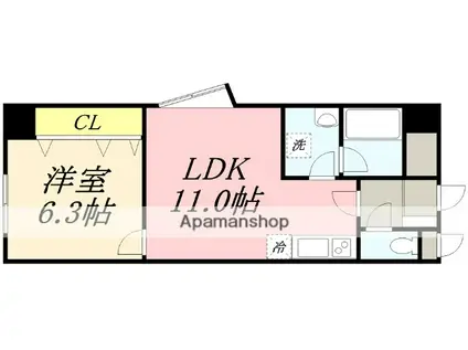 LUMIERE MIHARA(1LDK/4階)の間取り写真