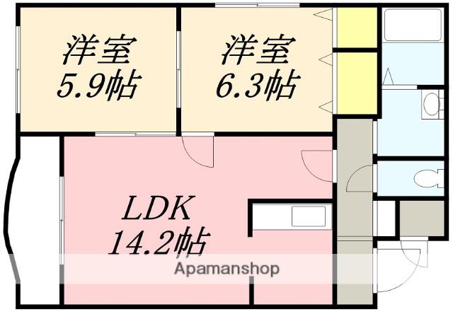 ルシエール美原(2LDK/1階)の間取り写真