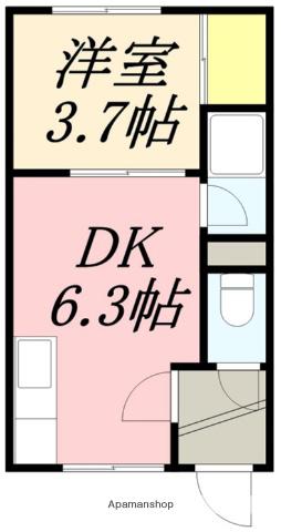 Aフラット(1DK/1階)の間取り写真