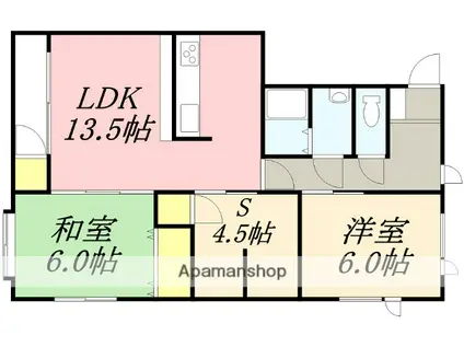 コーポ函館Ⅵ(2LDK/2階)の間取り写真